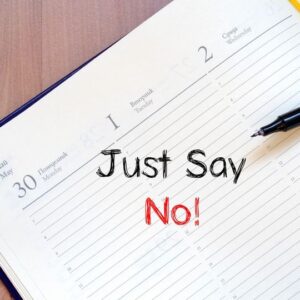 Writing in a calendar book to Just Say No To a Prospect